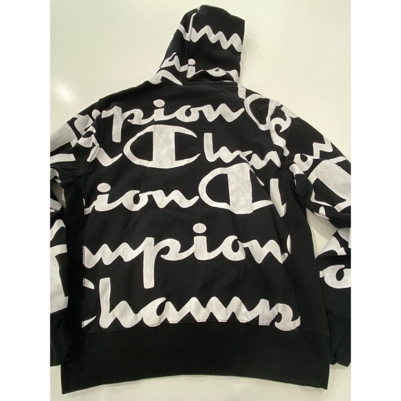 Champion Spell Out All Over Print Graphic Hoodie Men's Size L - Picture 7 of 7